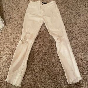 Hollister high rise white ripped jeans